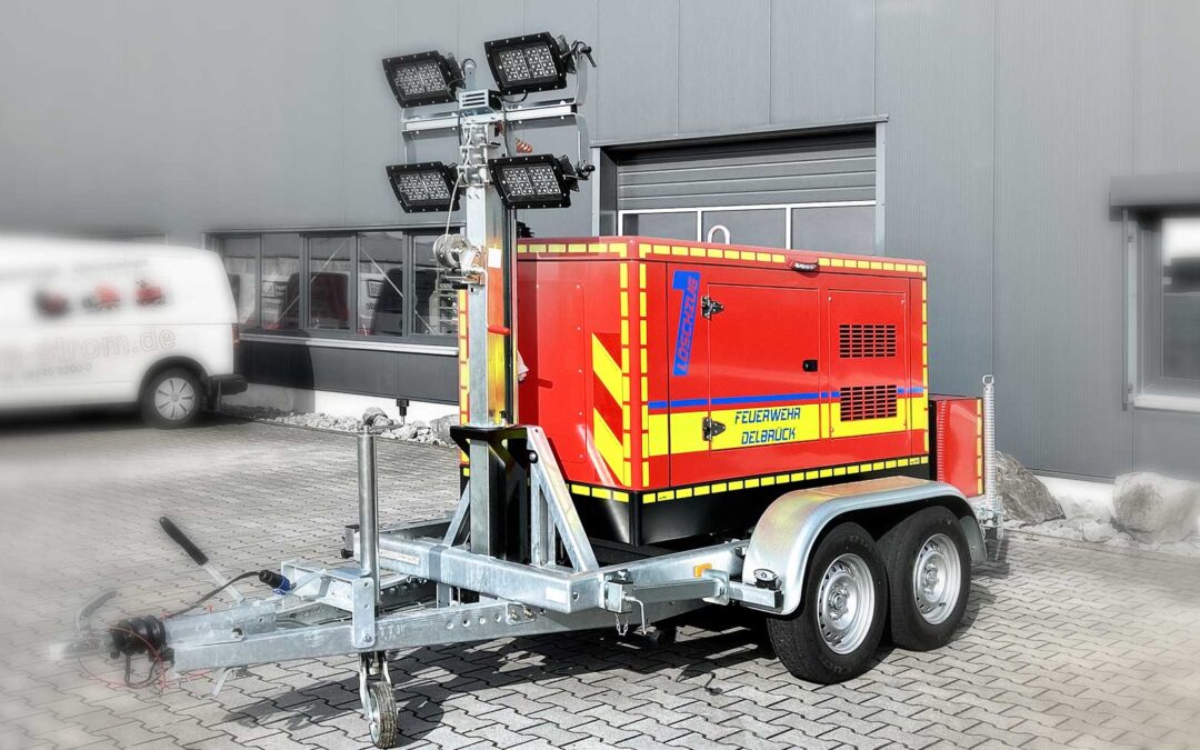 FwA Notstromanhänger mit Luca Light LiMa 45 kVA Lichtgiraffe Yanmar