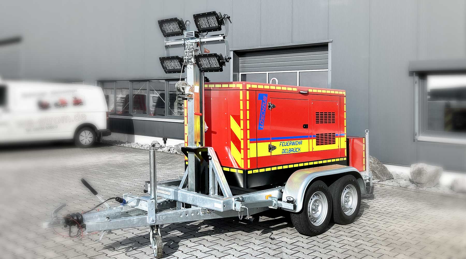 FwA Notstromanhänger mit Luca Light LiMa 45 kVA Lichtgiraffe Yanmar