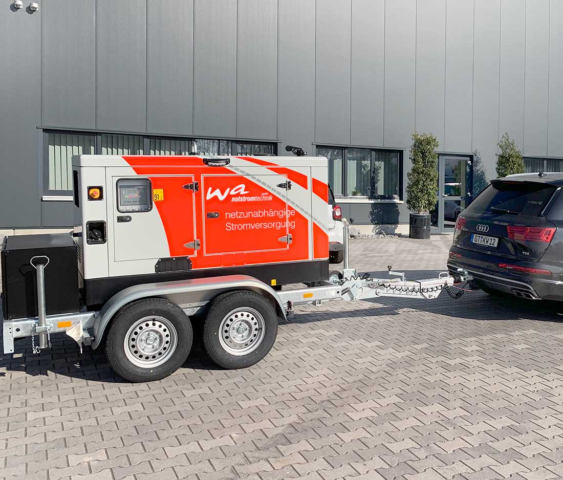 Kompaktaggregat 45 kVA mobil zur Ersatzstromversorgung bei Stromausfall